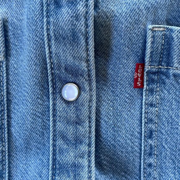 NWOT Levi's Louisa Short Sleeve Denim Mini Shirt Dress - Snap Front - Sz Small - Picture 4 of 10